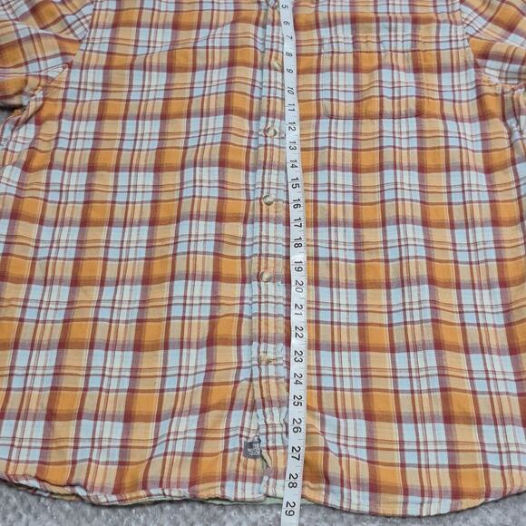 The North Face Bagley Poplin Shirt Mens Orange Plaid XL Button Up Short Sleeve - Picture 4 of 5